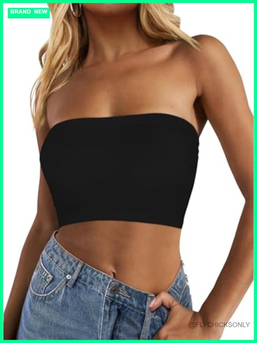Women's Strapless Tube Top Sleeveless Crop Top Nylon Spandex Bandeau
